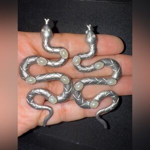 Elegant Silver tone Snake Earrings